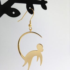 Monkey earrings Gold Finish